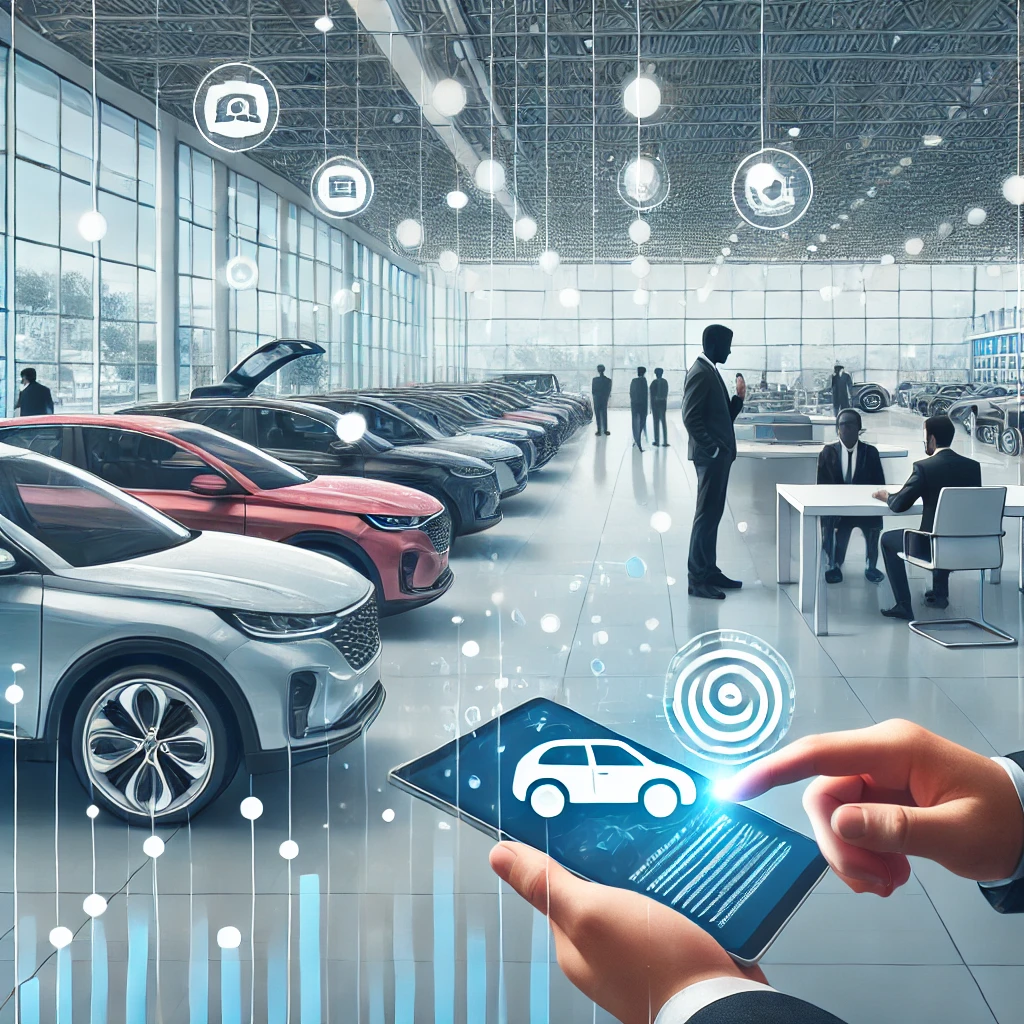 Car dealership showroom with diverse inventory, emphasizing data-driven lead strategies